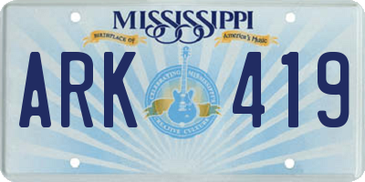MS license plate ARK419