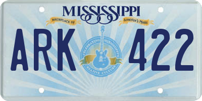 MS license plate ARK422