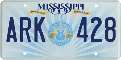 MS license plate ARK428
