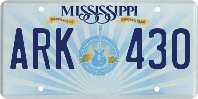MS license plate ARK430