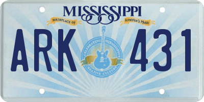 MS license plate ARK431