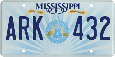 MS license plate ARK432