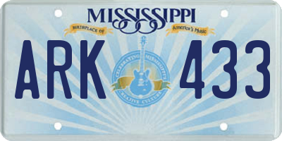MS license plate ARK433