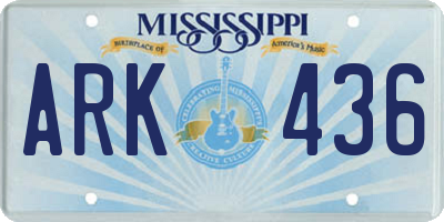 MS license plate ARK436