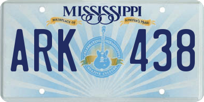 MS license plate ARK438