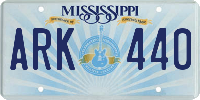 MS license plate ARK440