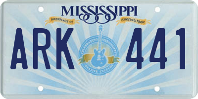MS license plate ARK441