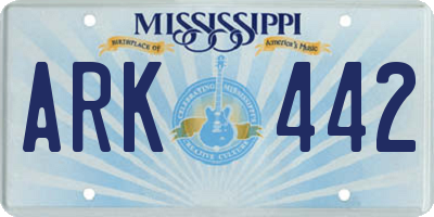 MS license plate ARK442