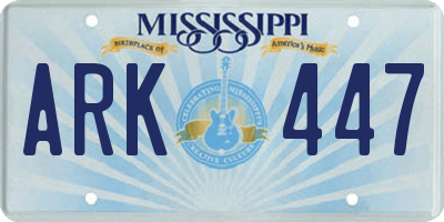 MS license plate ARK447