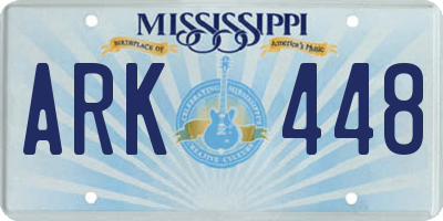 MS license plate ARK448
