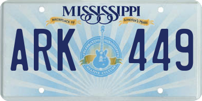 MS license plate ARK449