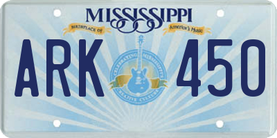 MS license plate ARK450