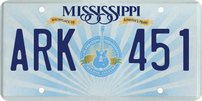 MS license plate ARK451