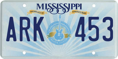MS license plate ARK453