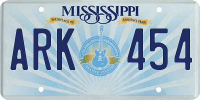 MS license plate ARK454
