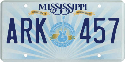 MS license plate ARK457