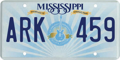 MS license plate ARK459