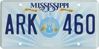 MS license plate ARK460