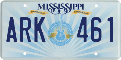 MS license plate ARK461