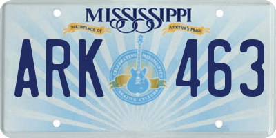MS license plate ARK463