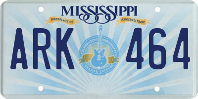 MS license plate ARK464