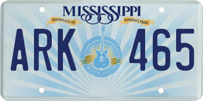 MS license plate ARK465