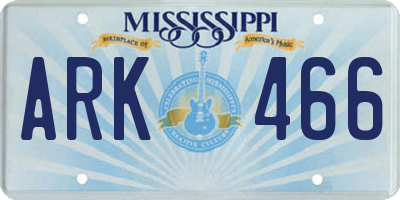 MS license plate ARK466