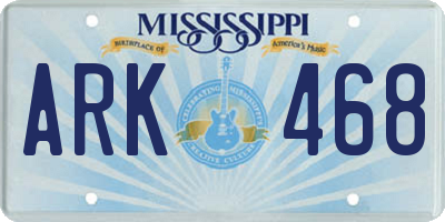 MS license plate ARK468