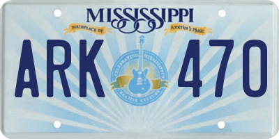 MS license plate ARK470
