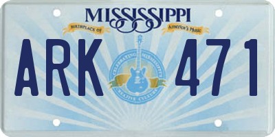 MS license plate ARK471