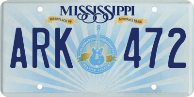 MS license plate ARK472