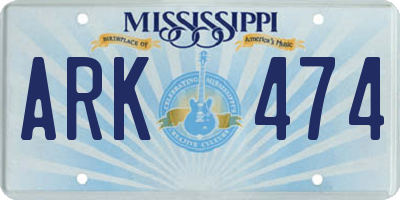 MS license plate ARK474