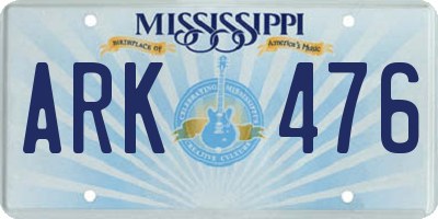 MS license plate ARK476