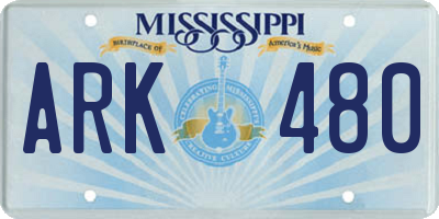 MS license plate ARK480