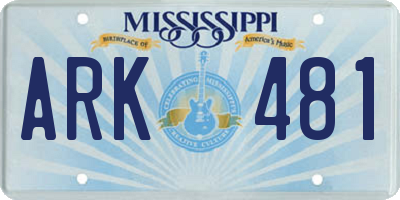 MS license plate ARK481