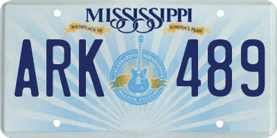 MS license plate ARK489