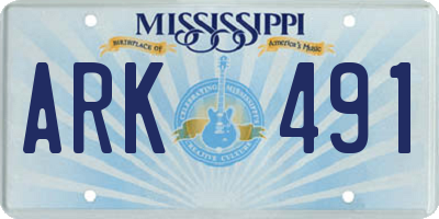 MS license plate ARK491
