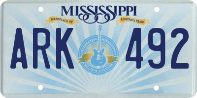 MS license plate ARK492