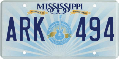 MS license plate ARK494