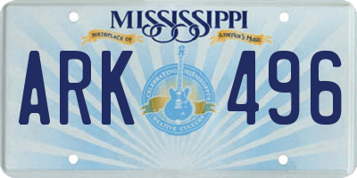 MS license plate ARK496