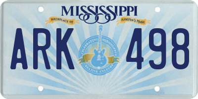 MS license plate ARK498
