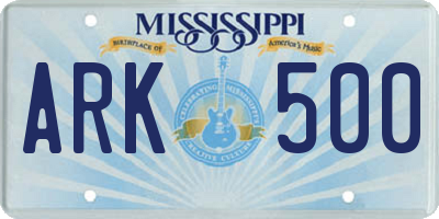 MS license plate ARK500