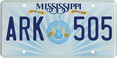 MS license plate ARK505