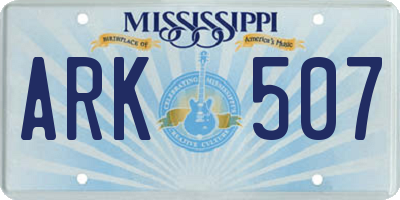 MS license plate ARK507