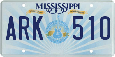 MS license plate ARK510