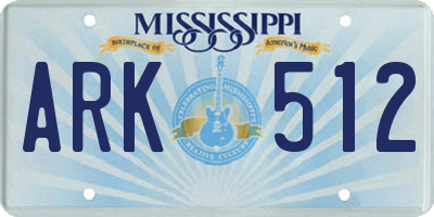 MS license plate ARK512