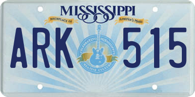 MS license plate ARK515