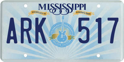MS license plate ARK517