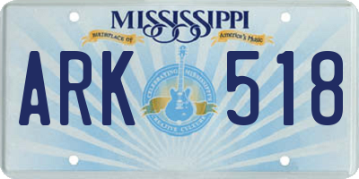 MS license plate ARK518