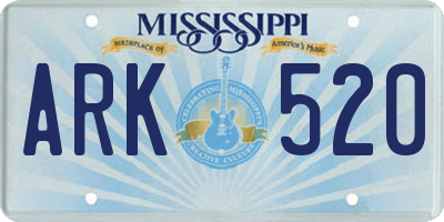 MS license plate ARK520